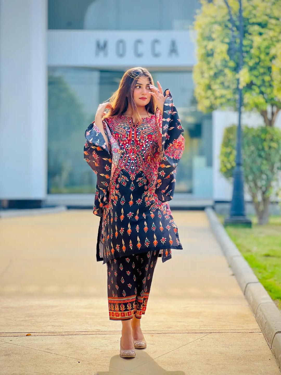 COTTON PRINT EMBROIDERY 2 PIECE