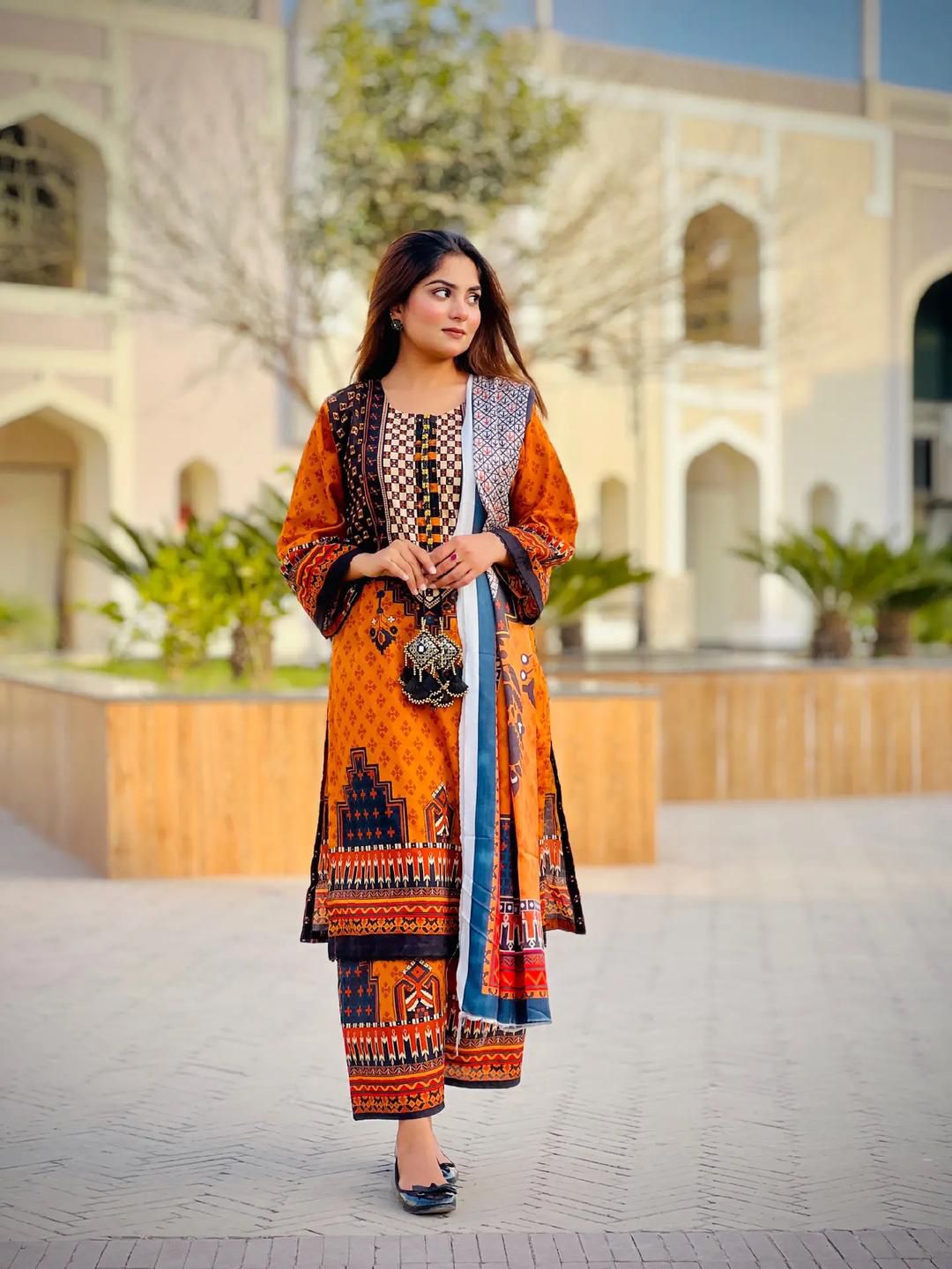 COTTON PRINT EMBROIDERY 3 PIECE