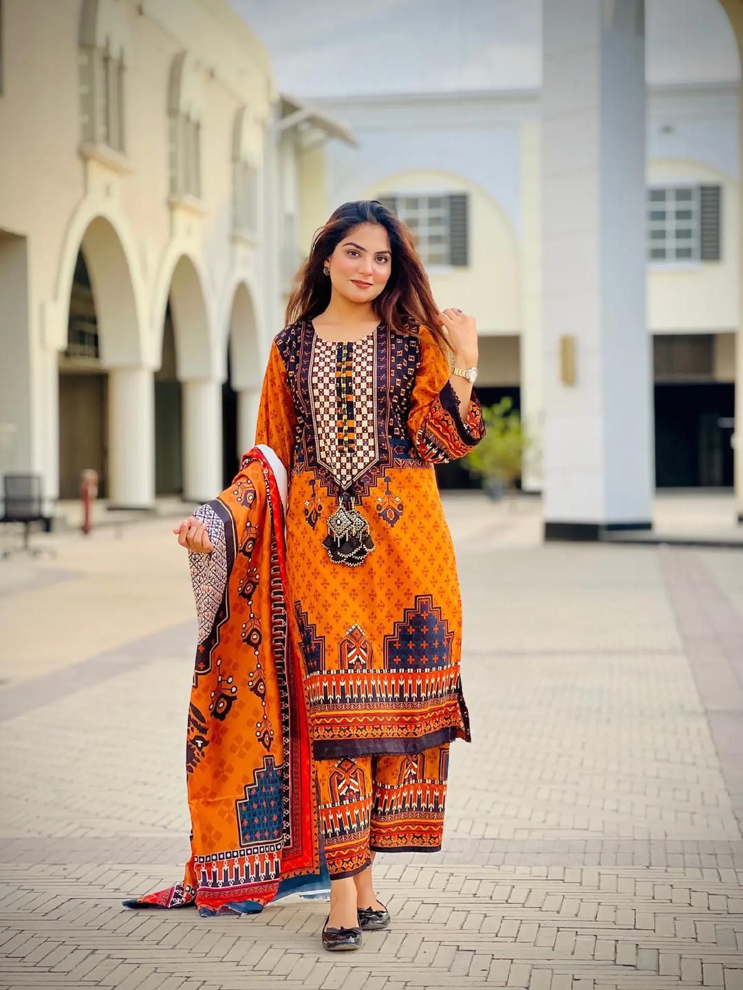 COTTON PRINT EMBROIDERY 3 PIECE