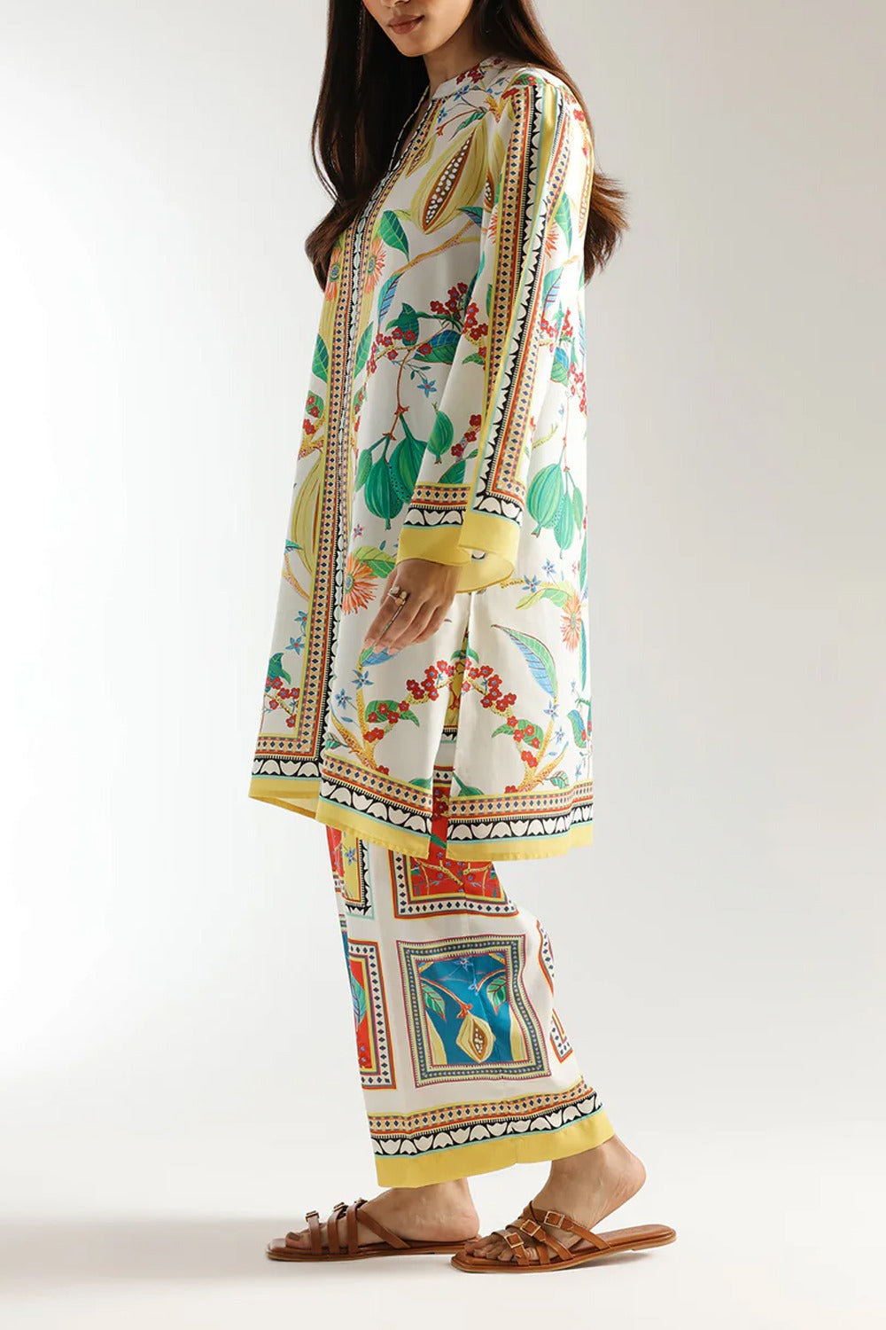 2-PIECE PRINTED CO-ORD SUMMER STITCHED DRESS