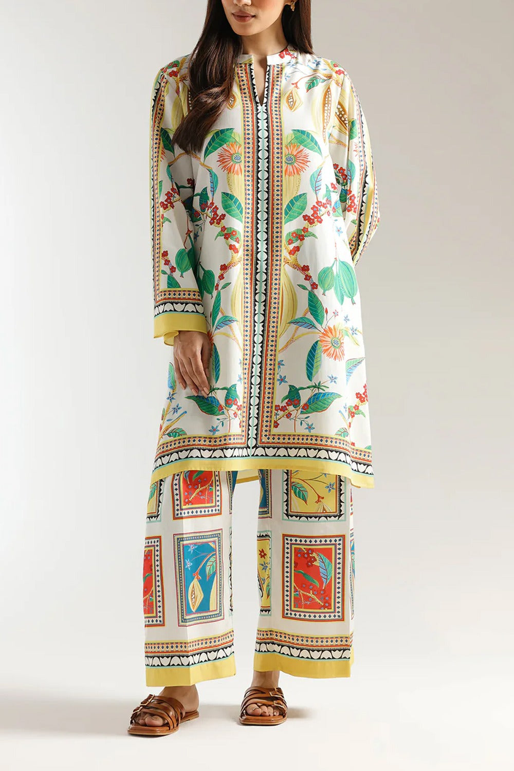2-PIECE PRINTED CO-ORD SUMMER STITCHED DRESS
