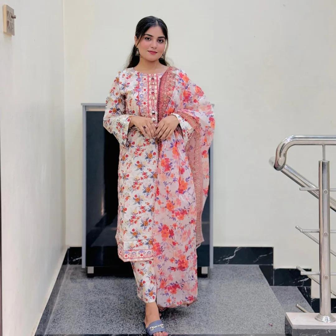 COTTON PRINT EMBROIDERY 3 PIECE