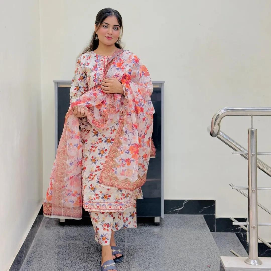 COTTON PRINT EMBROIDERY 3 PIECE