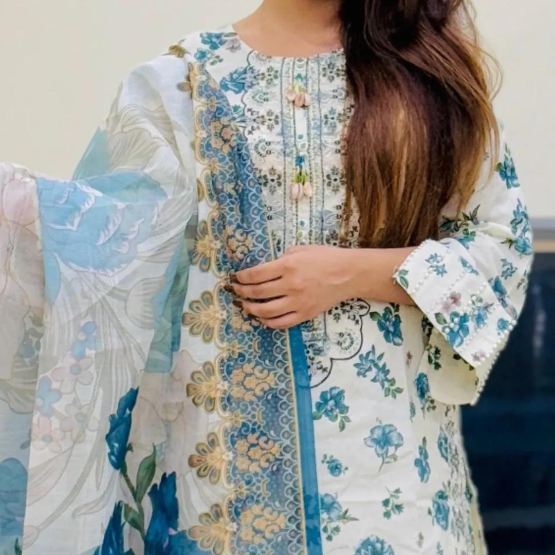 COTTON PRINT EMBROIDERY 3 PIECE