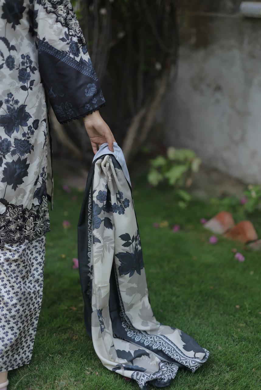 3 PC Stitched Print Lawn Suit
