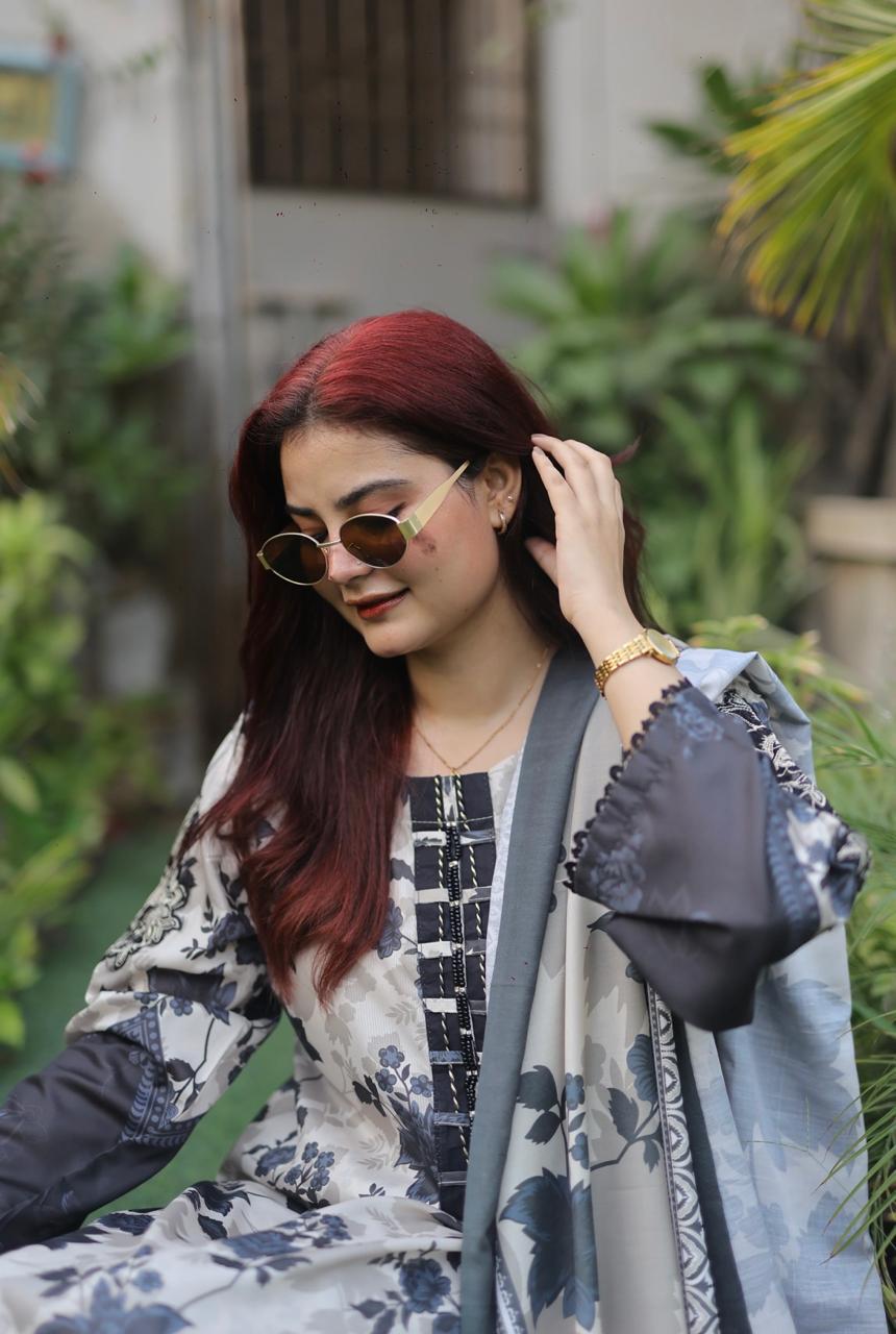 3 PC Stitched Print Lawn Suit